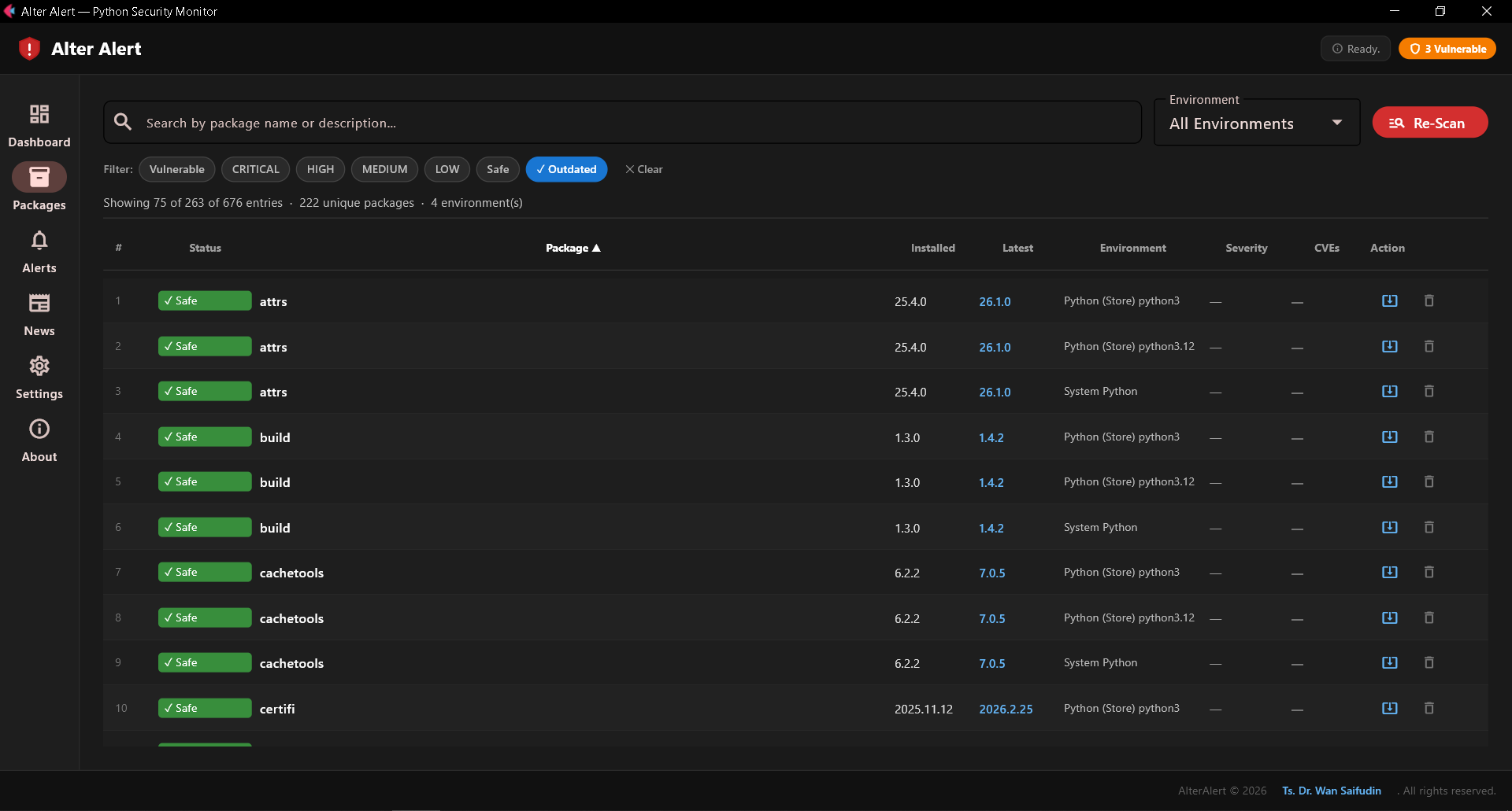 Alter Alert — Python Package Security Monitor for Windows