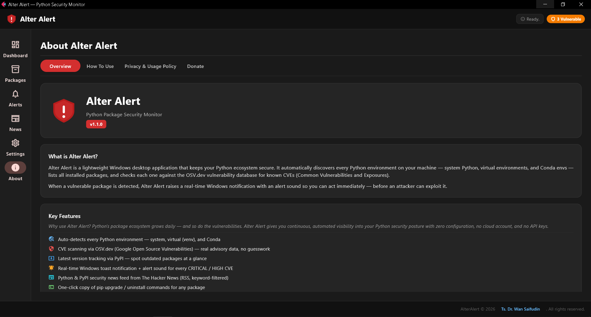 Alter Alert Packages View with CRITICAL findings